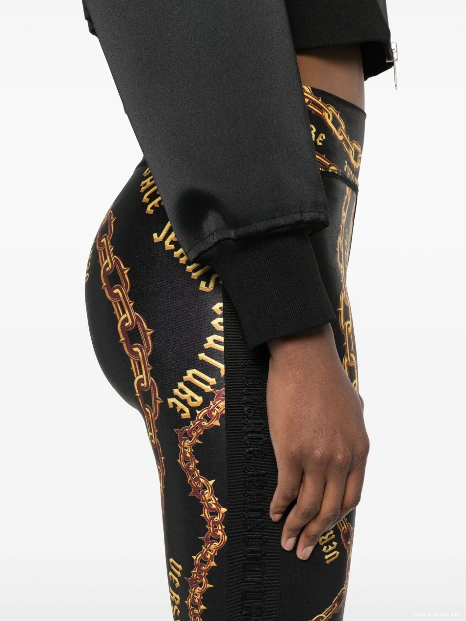 Affordable Women chain-print leggings Jeans Couture Versace 0324